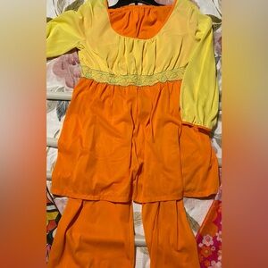 Rare Find * Vintage 60’s Orange and Yellow pants/top